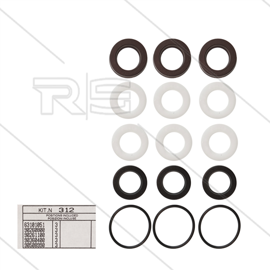 Kit 312 - Manchetset Ø15mm voor 3 plunjers - serie 53