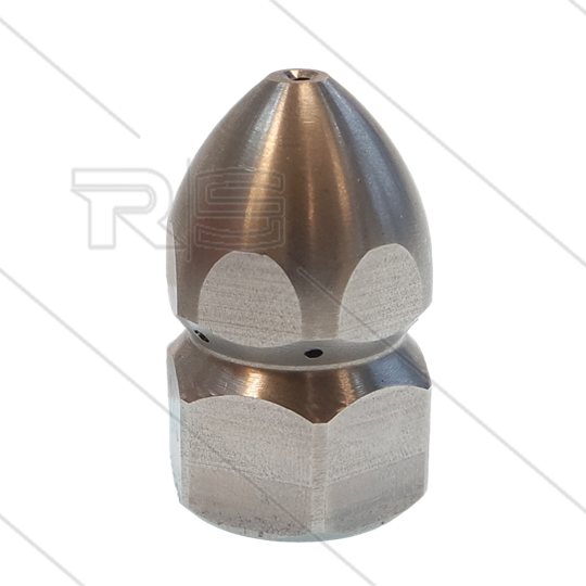 Rioolnozzle met voorboring - 0.150 - 3 x 1,20 + 1 x 1,20 - 1/2&quot; bi - SW24 - RVS