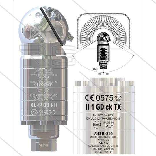 A42R-316 ATEX - tankreiniger - FDA / NSF approved - 40 tot 140 Bar - 35 tot 45 l/min - exclusief