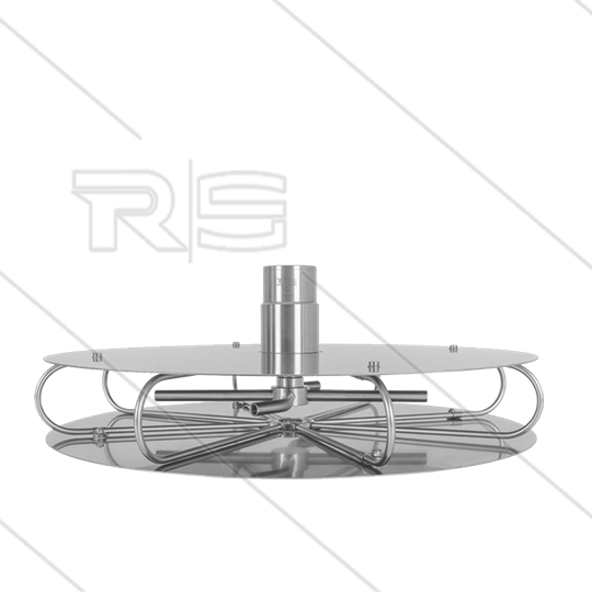 TXS-2f - Schachtreiniger met beschermplaat - RVS - Ø400mm - 170 Bar - max 120°C - Nozzles 2 x 1/8" - aansluiting: 1/2" bi