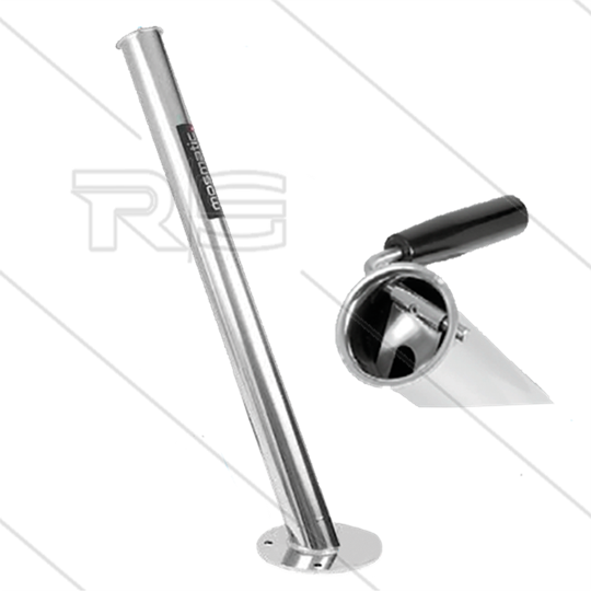 Spuitlanshouder - RVS - vloermontage met Ø20mm afvoer - met eindaanslag - L=740mm - Ø60mm