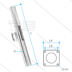 Spuitlanshouder - RVS - wandbevestiging - L=590mm - Ø60mm