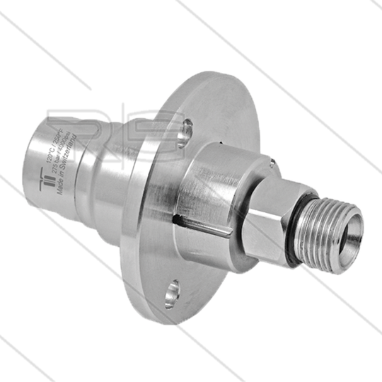 DXF Swivel - met flens - M22x1,5 bu x M12x1 bu - max 20 Bar - max 180°C - t.b.v: STM200