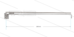 WAN - Zwenkarm wandmontage RVS binnenbuis - L=2000mm - rustpositie links - in 1/4&quot; bi x uit 1/4&quot; bu