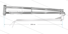 WSA-2R - Zwenkarm verlenging (2 binnenbuizen/aansluitingen) wandmontage - L=2000mm