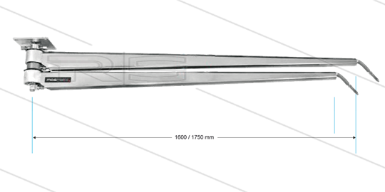 DDK - Zwenkarm dubbel plafond 6-hoekige buis - L=1600/1750mm - aansluiting in 1/4&quot; bi x uit M18x1,5