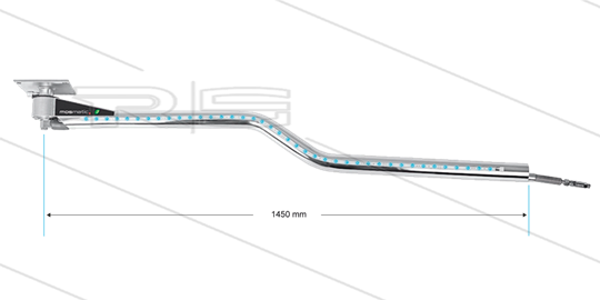 DKZbl - Zwenkarm plafond met LED-verlichting - L=1450mm - Z-uitvoering - in/uit 1/4&quot; bi