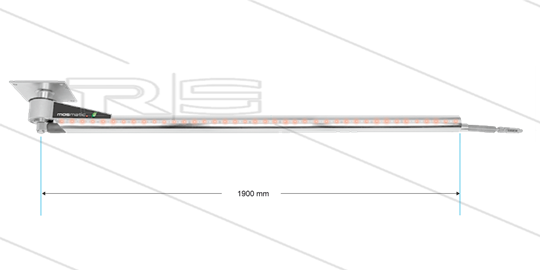 DKPbl - Zwenkarm plafond met LED-verlichting - L=1900mm - in/uit 1/4&quot; bi