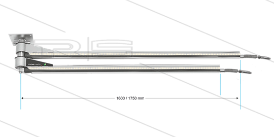 DDPbl - Zwenkarm dubbel plafond met LED-verlichting - L=1600 / 1750mm - in/uit 1/4&quot; bi