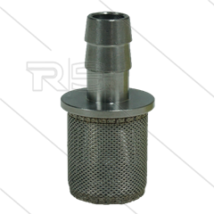 Chemiefilter - RVS 304 - 300 mµ - 1,5 l/min - max 90°C - slangpilaar 8 mm