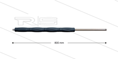 RP007 lans - L=800mm - recht - staal verzinkt - isolatie L=400mm - 400 Bar - max 80°C - 2 x 1/4&quot; bu