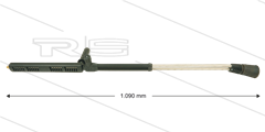 LD9 dubbele lans - L=1090mm - RVS - bovenknop en zijgreep - 250 Bar - max 160°C - excl. nozzles