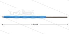 RP10 lans - L=1500mm - recht - RVS - blauw - isolatie L=495mm - 400 Bar - max 80°C - 2 x 1/4&quot; bu