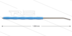 RP10 lans - L=1500mm - gebogen - RVS - blauw - isolatie L=495mm - 400 Bar - max 80°C - 2 x 1/4&quot; bu