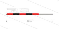 RP50 lans - L=800mm - recht - RVS - isolatie L=495mm - rood/zwart - 500 Bar - max 80°C - 2x 1/4&quot; bu