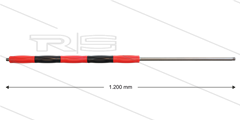 RP50 lans - L=1200mm - recht - RVS - isolatie L=495mm - rood/zwart - 500 Bar - max 80°C - 2x 1/4&quot; bu