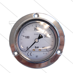 Manometer 0-400 Bar - 1/4&quot; bu - achteraansluiting - Ø63mm - paneelmontage