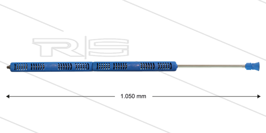 S3-350 - lans - L=1050mm - recht - RVS - blauw - open isolatie 2 x L=360mm - 350 Bar - max 160°C