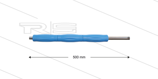 RP10 lans - L=500mm - recht - RVS - blauw - isolatie L=295mm - 400 Bar - max 80°C - 2 x 1/4&quot; bu