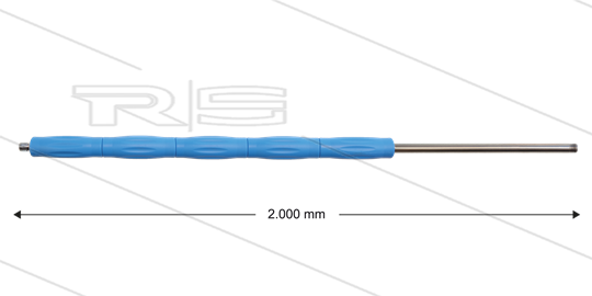 RP10 lans - L=2000mm - recht - RVS - blauw - isolatie L=495mm - 400 Bar - max 80°C - 2 x 1/4&quot; bu