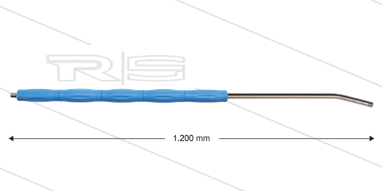 RP10 lans - L=1200mm - gebogen - RVS - blauw - isolatie L=495mm - 400 Bar - max 80°C - 2 x 1/4&quot; bu