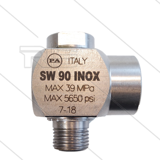 SW90 - Swivel - haaks - RVS - 350 Bar - 80 l/min - max 90°C - 30 tpm - 1/2&quot; bu x 1/2&quot; bi