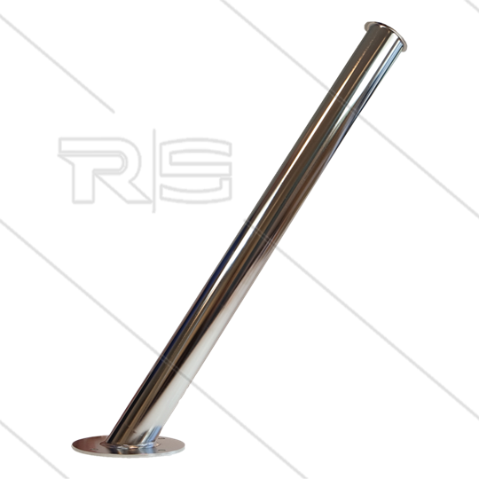 Spuitlanshouder - RVS - vloermontage met Ø20mm afvoer - L=740mm - Ø60mm
