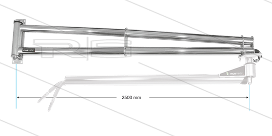 WSA-2R - Zwenkarm verlenging (2 binnenbuizen/aansluitingen) wandmontage - L=2500mm