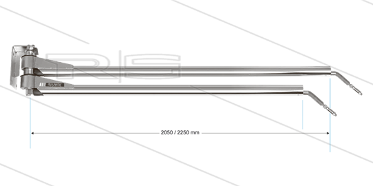 WAD - Zwenkarm dubbel wandmontage - L=2050/2250mm - aansluiting in/uit:  2 x 3/8&quot; bu